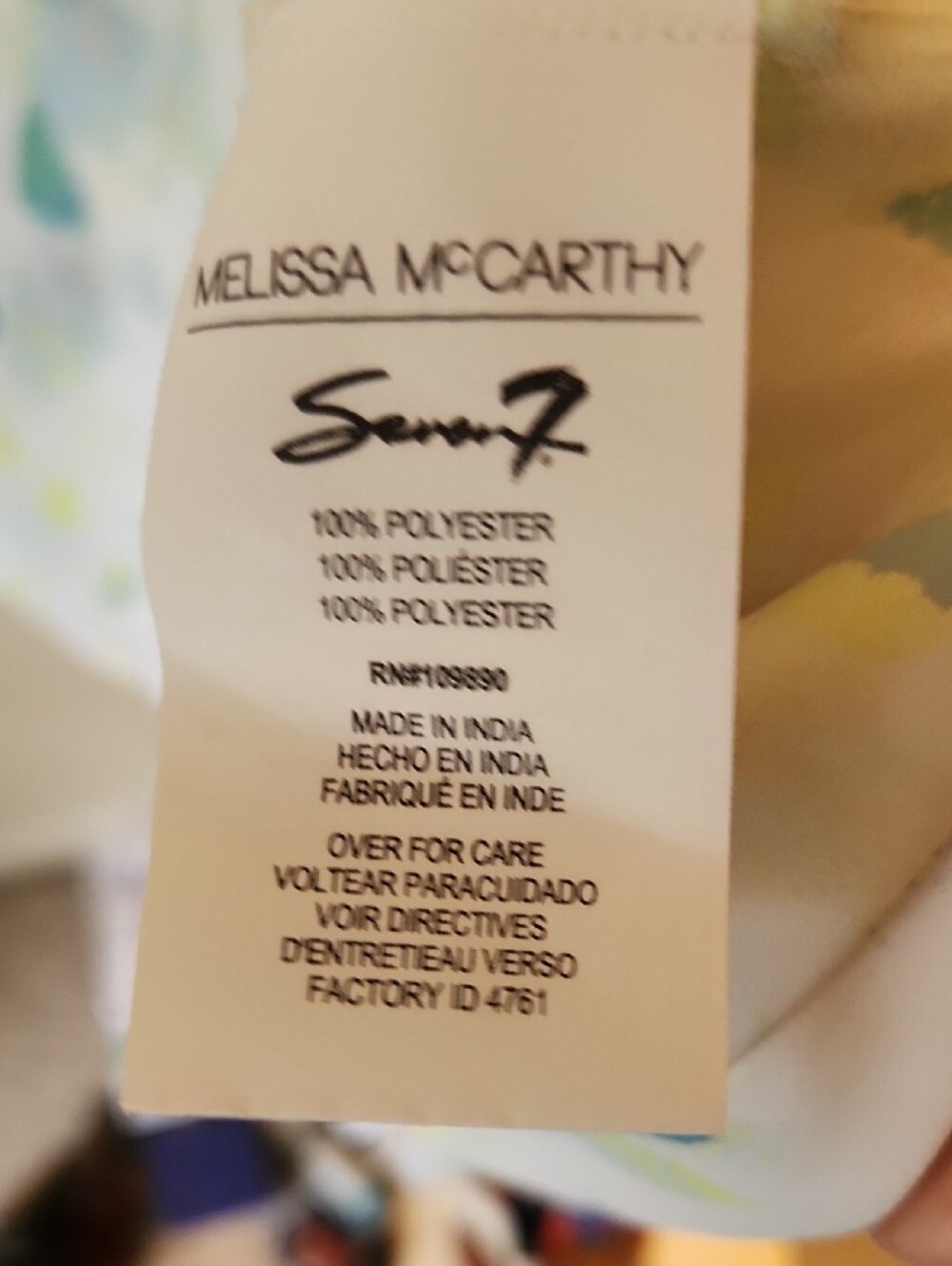 Melissa McCarthy White Chiffon Tank: Blue, Green & Yellow Teardrop Print 3x - Picture 3 of 6